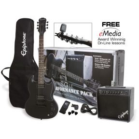 Epiphone Goth SG Electric Guitar Performance Pack - Pitch Black